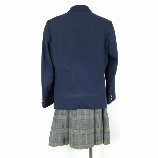 1円 ブレザー チェックスカート リボン 上下4点セット 165A 大きいサイズ カンコー 冬物 女子 学生服 中学 高校 紺 中古 ランクC NA4594_画像2