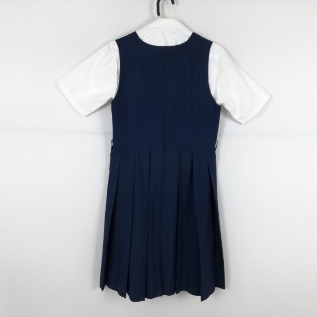 1円 ジャンパースカート バスト86 ウエスト76 冬物 女子 学生服 中学 高校 花紺 制服 中古 ランク:C EY6107_画像2