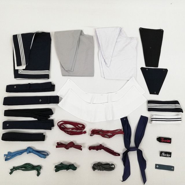 1 jpy student necessary item 26 point set ribbon belt . present . cuffs sailor collar stick Thai various .. used uniform student KK0745