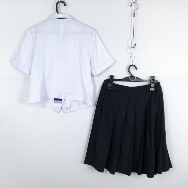 1円 ブラウス スカート 紐タイ 上下3点セット 夏物 女子 学生服 宮崎日章学園高校 白 制服 中古 ランク:C EY8983_画像2