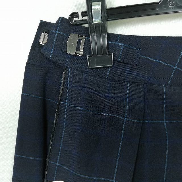 1円 スクールスカート 夏物 w69-丈56 チェック 中学 高校 プリーツ 学生服 制服 女子 中古 IN6537_画像3