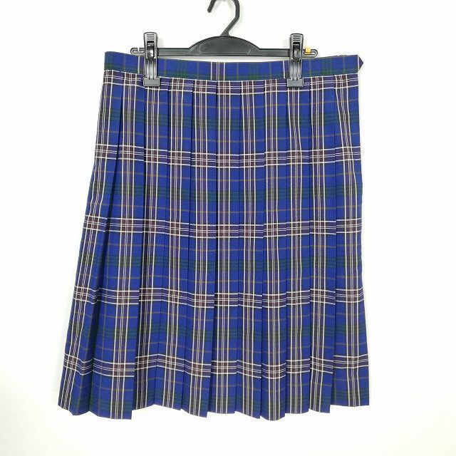 1 jpy school skirt large size summer thing w80- height 63 check middle . high school pleat school uniform uniform woman used IN6575