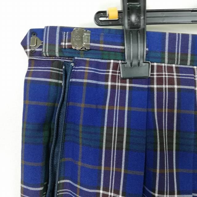 1 jpy school skirt large size summer thing w80- height 63 check middle . high school pleat school uniform uniform woman used IN6575