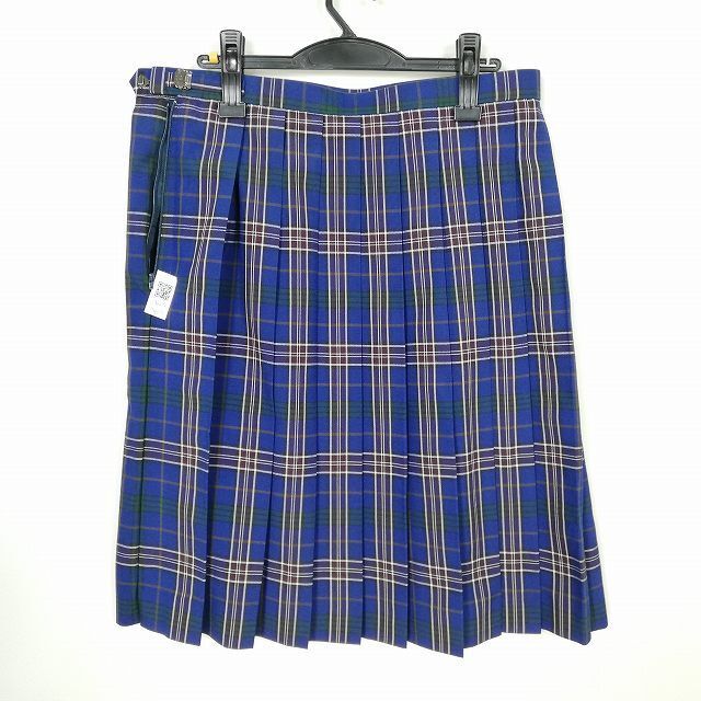 1 jpy school skirt large size summer thing w80- height 63 check middle . high school pleat school uniform uniform woman used IN6575
