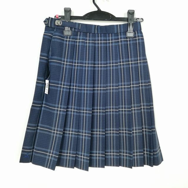 1円 スクールスカート 冬物 w63-丈53 チェック 中学 高校 プリーツ 学生服 制服 女子 中古 IN6610_画像2