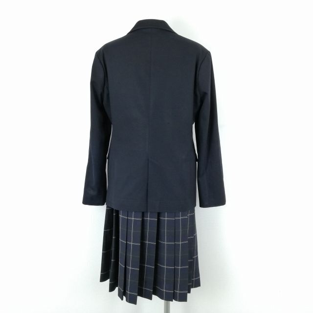 1円 ブレザー チェックスカート 紐タイ 上下4点セット 165A カンコー 冬物 女子 学生服 大阪樟風中学 紺 制服 中古 ランクC NA4959_画像2