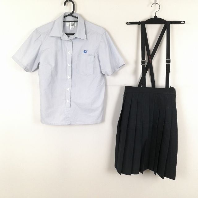 1円 ブラウス スカート 上下2点セット 夏物 女子 学生服 熊本高等専門学校 青 制服 中古 ランク:C EY9289_画像1