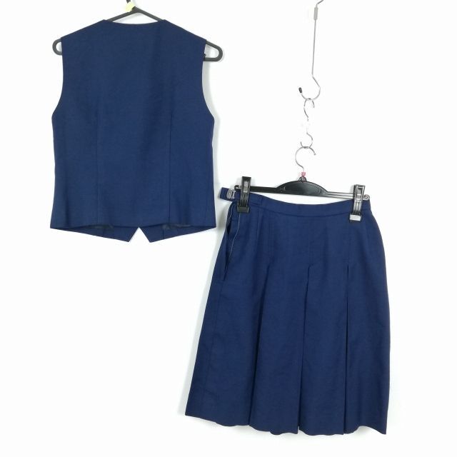 1円 ベスト スカート 上下2点セット 冬物 女子 学生服 中学 高校 花紺 制服 中古 ランク:B EY4773_画像2