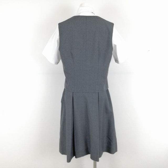 1円 ベスト スカート リボン 上下4点セット 夏物 女子 学生服 中学 高校 グレー 制服 中古 ランクB NA3784_画像2