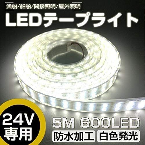 白 ホワイト 5m 防水 24V 600連SMD5050 高輝度LEDテープライト 二列式 カバー付 ホワイト_24v 白ベース の画像2