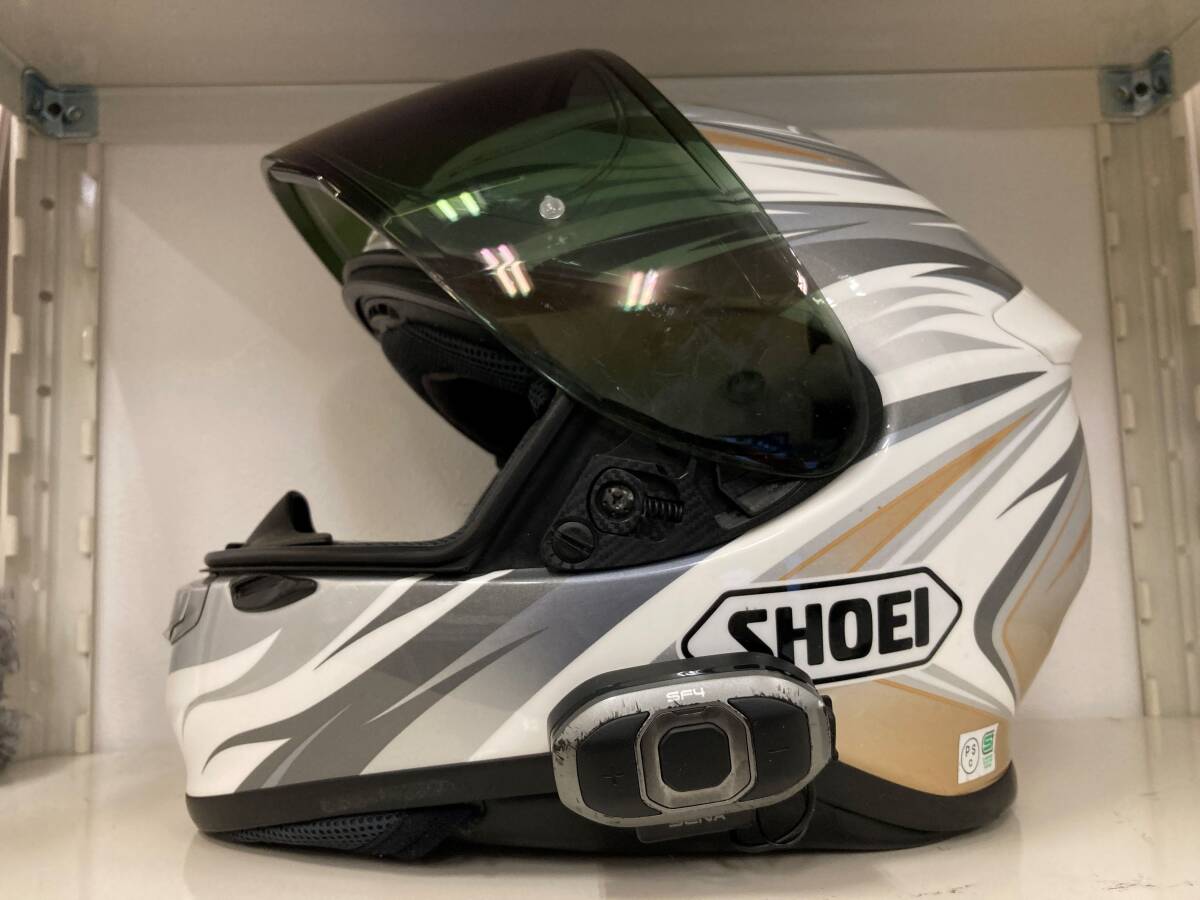 27725　バイク　ヘルメット　【SHOEI　ショウエイ　ジェット型　サイズ：L　ホワイト系　Sマーク】　ユーズド品 _画像2