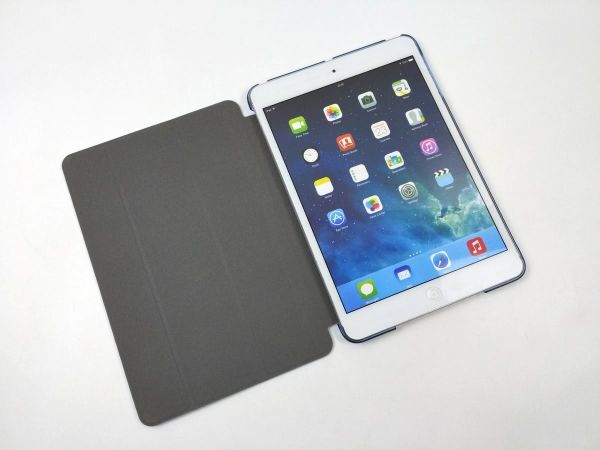iPad mini1/2/3用 カバー PUレザー+ハードケース スタンド 薄型 ブルー_画像3