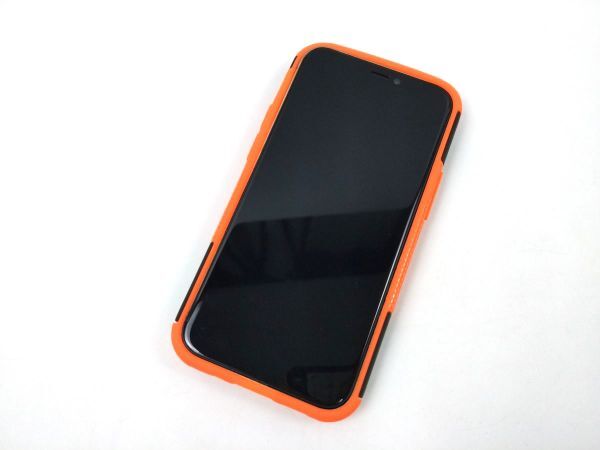 iPhone12 mini用 スタンド カバー 耐衝撃ケース オレンジ 送料無料_画像2