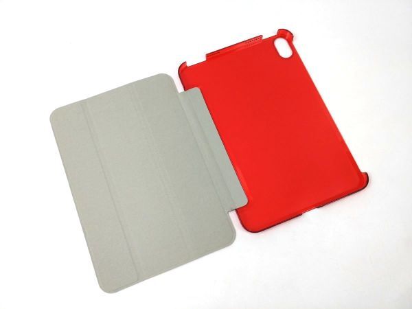 iPad mini 6用 カバー PUレザー+ハードケース 三つ折り スタンド レッド_画像7