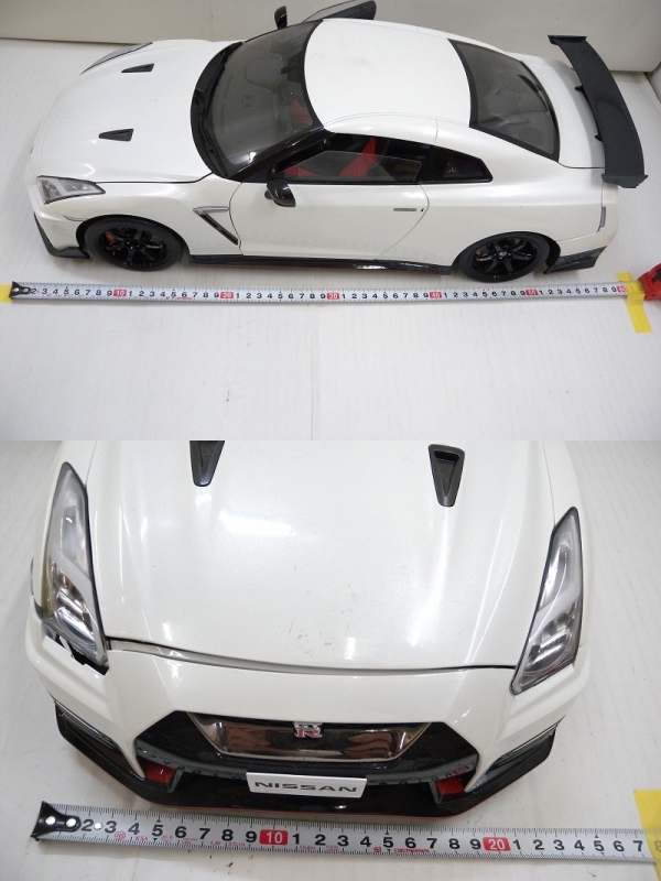 C5837★デアゴスティーニ 日産 GT-R NISMO ホワイト ミニカー 完成品 ※ミラー取れ/傷汚れ/不具合有 現状渡し【ジャンク】_画像5