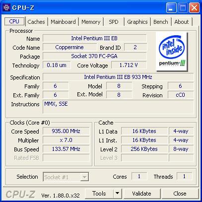 ソケット370 Pentium III 933MHz 933/256/133/1.7V 3500/15/0430の画像7