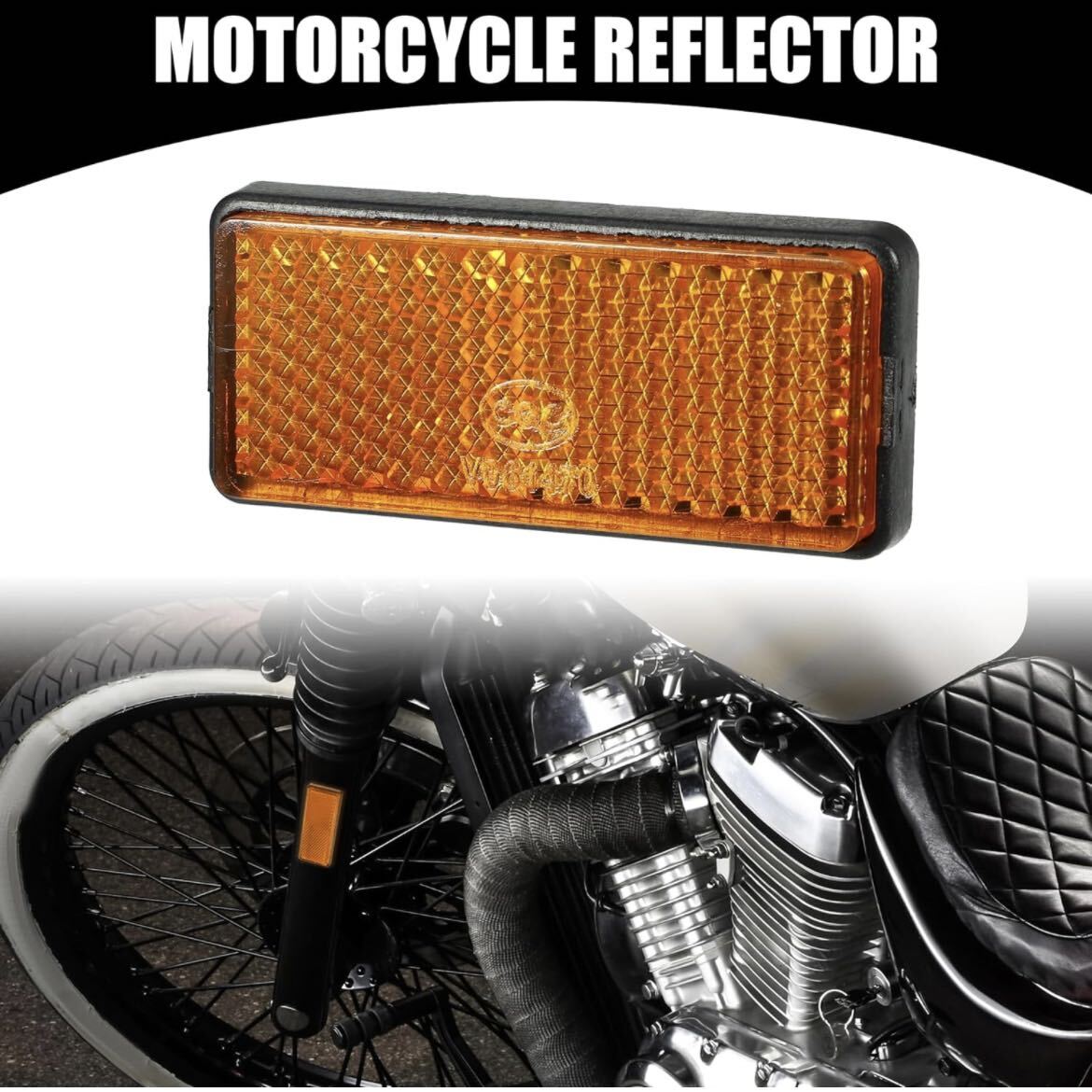 リフレクター 角型 オレンジ バイク オートバイ サイドマーカー 汎用 M6ボルト_画像2