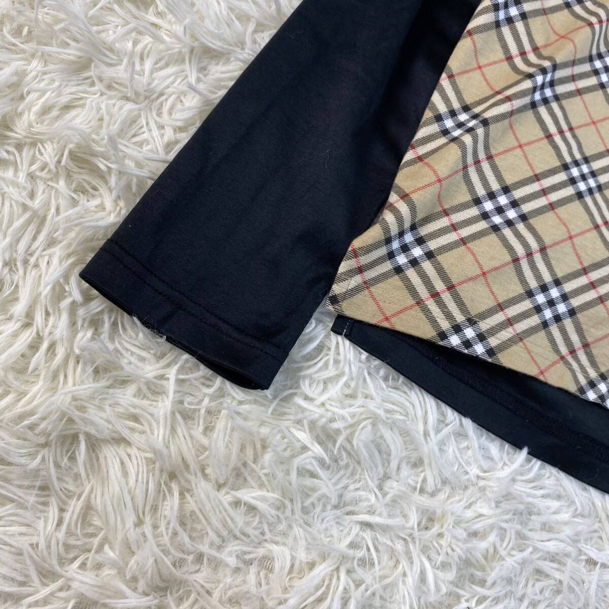  редкий L*Burberry golf Burberry Golf рубашка-поло блуза половина Zip Golf одежда noba проверка cut and sewn чёрный черный 