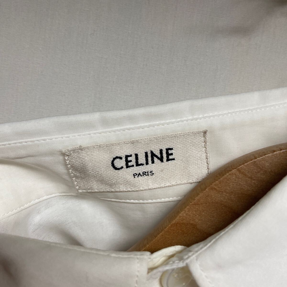 【CELINE セリーヌ】2C040900C コットンベール 長袖シャツ イタリア製 36 ホワイト コットン 2405oki M_画像3