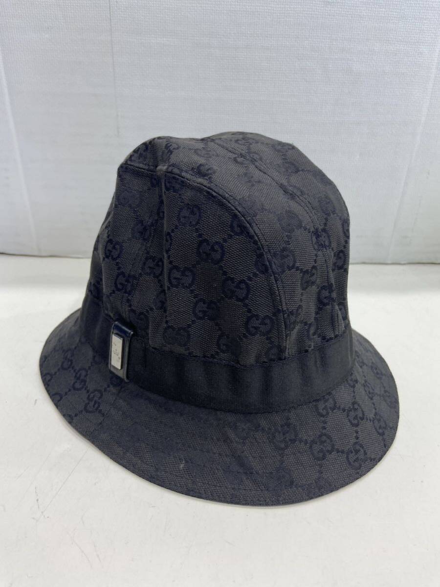 【GUCCI グッチ】 バケットハット GGキャンバス インターロッキング M54 ダークグレー 2405oki k_画像2