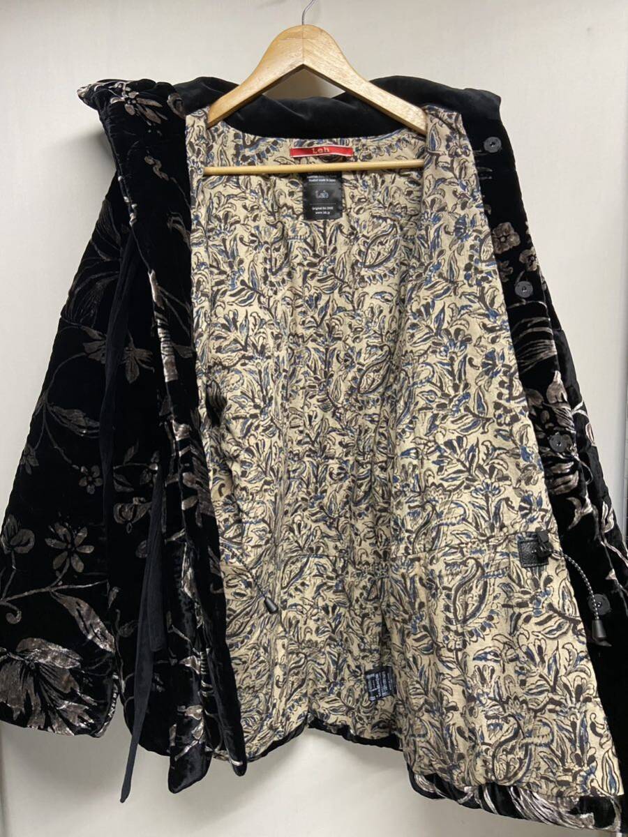 【LEH レー】LEH878 QUILTED CHINA JACKET ブルゾン Mサイズ ブラック レーヨン ベロアキルティング 2405oki h_画像6
