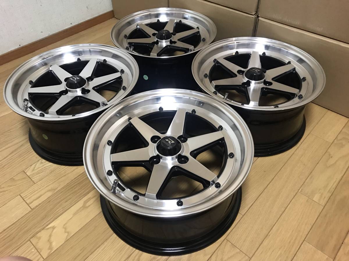 旧車 街道レーサー 暴走族 走り屋 15×7J/+30/PCD100 新品ホイール４本セット カスタム軽カー等にも_画像2