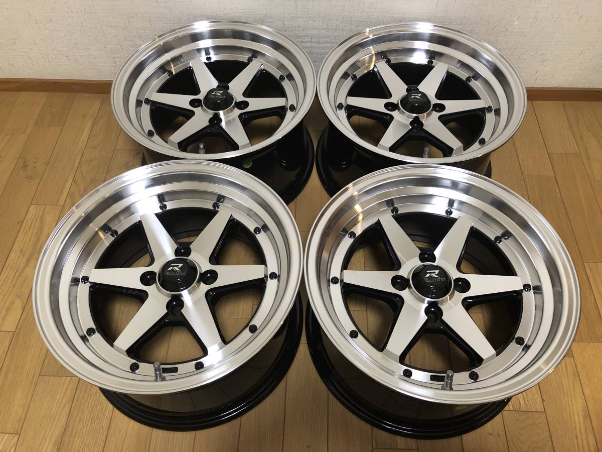 旧車 改造車 暴走族 街道レーサー 15×8J/＋20/PCD100 新品ホイール４本セット 深リム ロードスター他カスタム車に_画像1