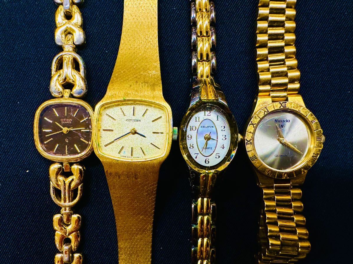 腕時計 ゴールドカラーのみ 150本 大量 SEIKO CITIZEN ELGIN NIVADA CYMA Pierre Cardin renoma marie claire 等まとめてセット H177_画像3
