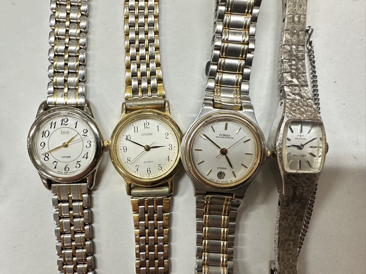  wristwatch lady's stainless steel 50 point piece set large amount SEIKO CITIZEN TECHNOS BULOVA etc. set sale junk . summarize quartz H186