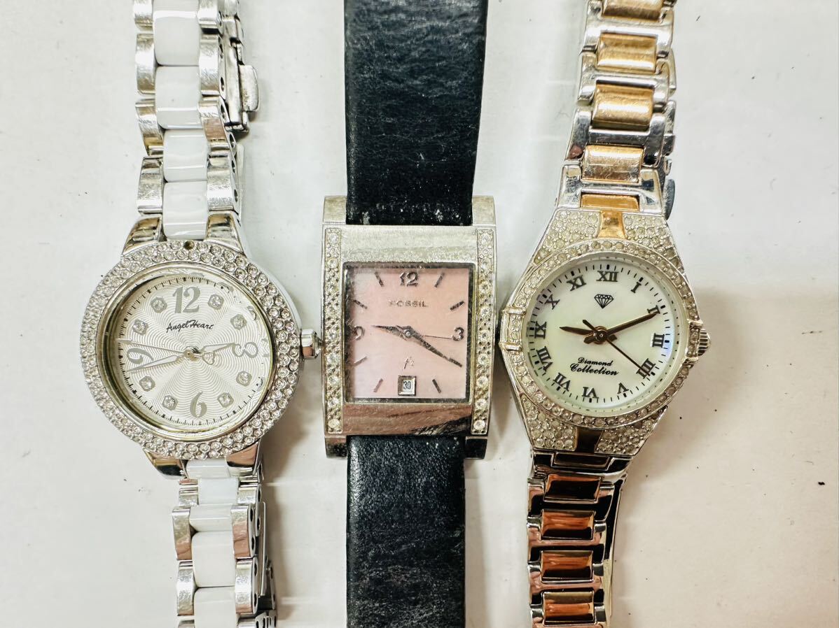 腕時計30点セット ゴールドカラー シルバー キラキラ ラインストーン ABISTE GUESS Angele Heart FOSSIL 等 まとめ 大量 個 本 kg H196_画像4