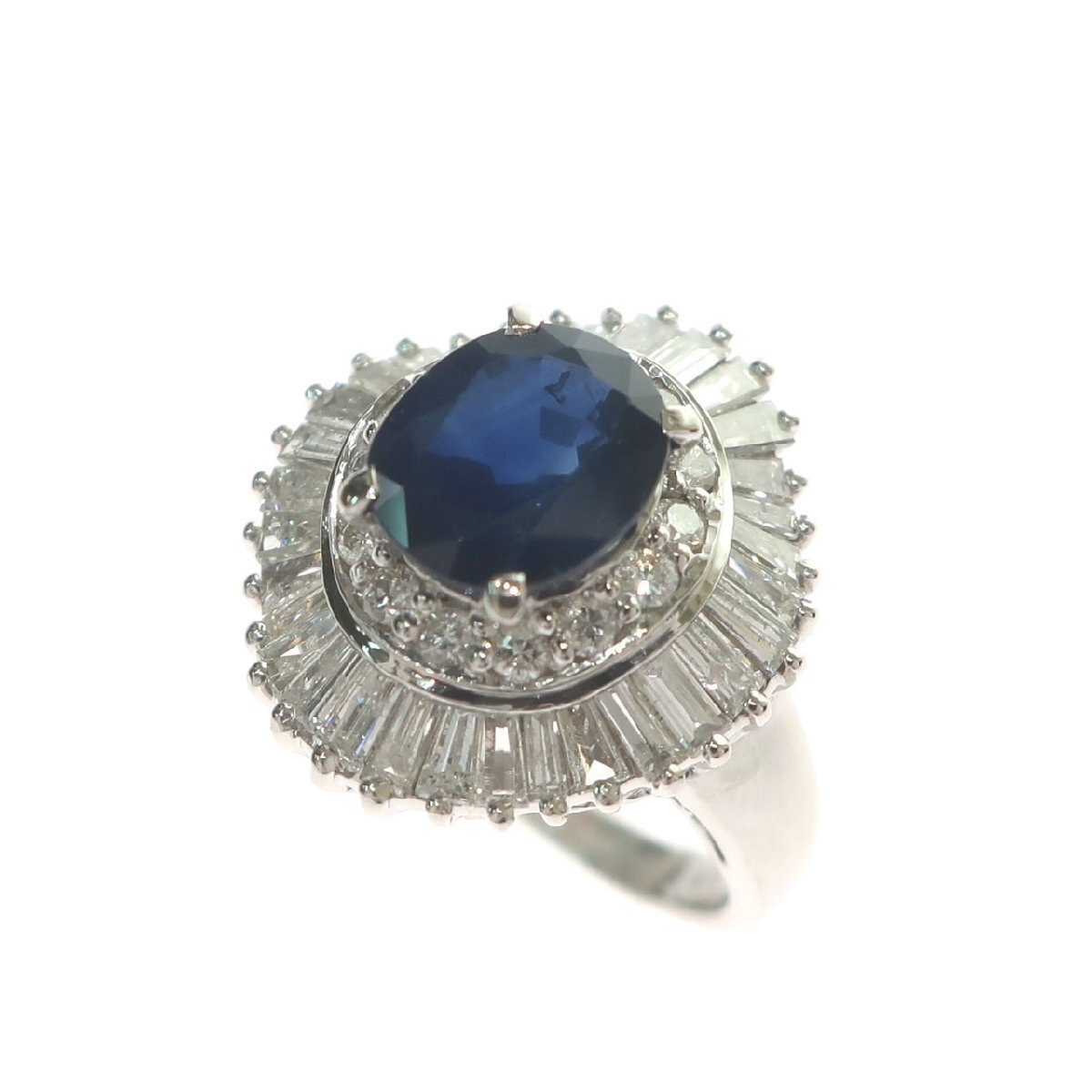 1 jpy start large grain natural blue sapphire ring Pt900 platinum blue sapphire 2.00ct diamond 1.46ct 8.5g ring gem middle . judgement document 