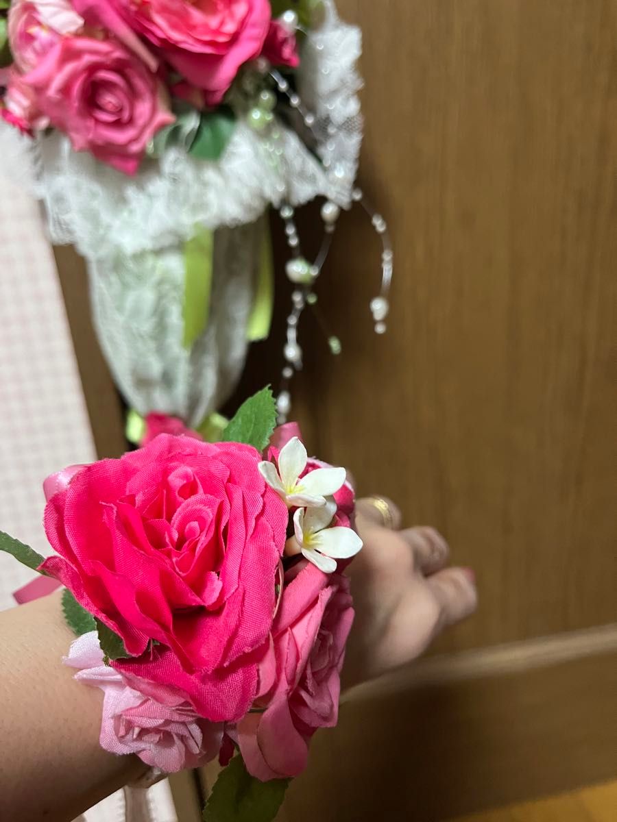 ウェディング☆オーダー傘型ブーケ、ブートニア、花冠 