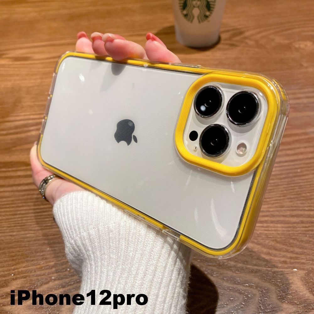 iphone12proケース カーバー TPU 可愛い　お洒落　韓国　イエロー　軽量 ケース 耐衝撃819_画像1