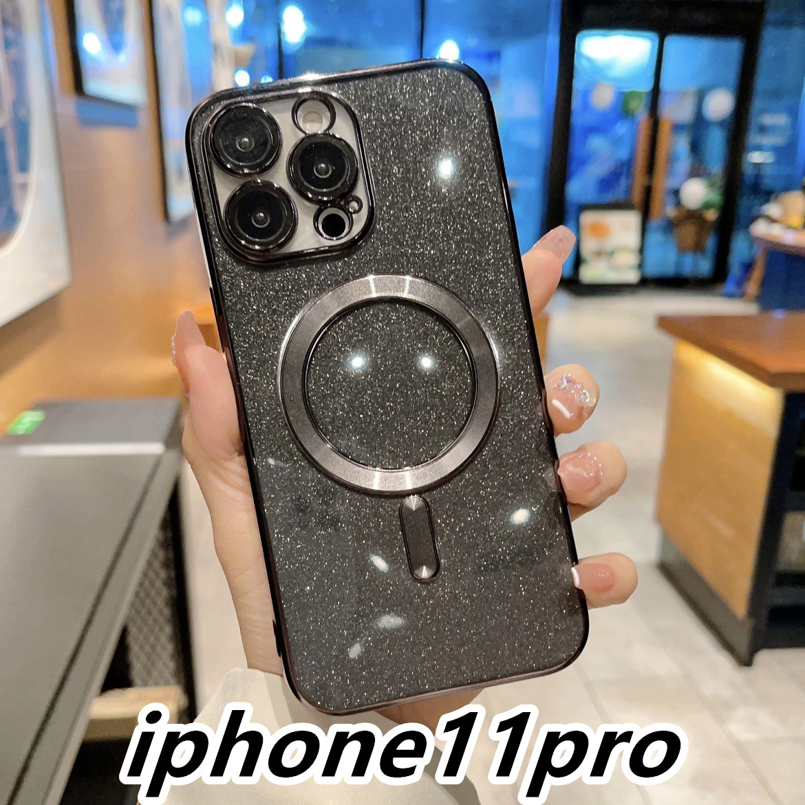 iphone11proケース TPU 軽量 お洒落 ケース 耐衝撃　無線　磁気 ワイヤレス充電 ブラック _画像1