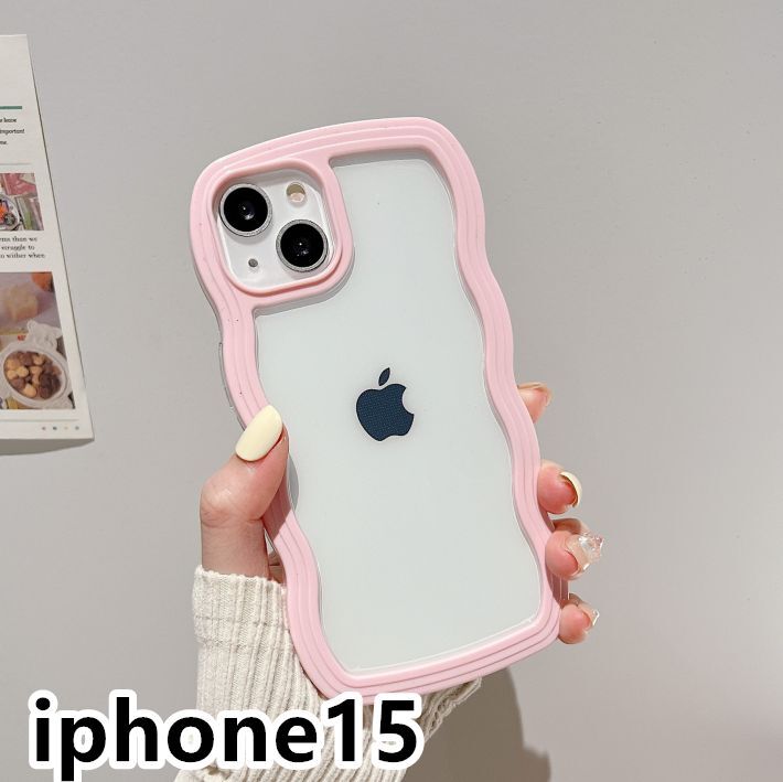 iphone15ケース カーバー TPU 可愛い　波型　お洒落　軽量 ケース 耐衝撃高品質ピンク14_画像1