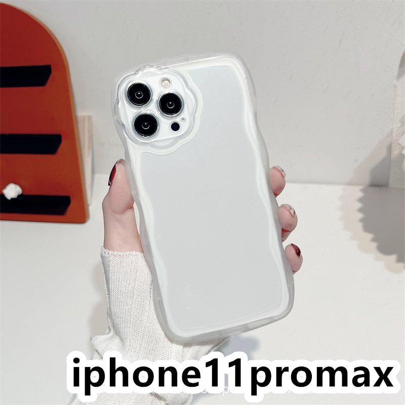 iphone11promaxケース カーバー TPU 可愛い　透明　波型花　お洒落　軽量 ケース 耐衝撃高品質ホワイト92_画像1
