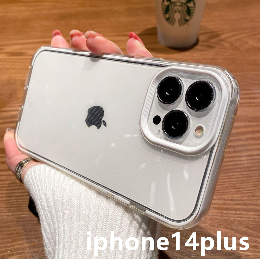 iphone14plusケース カーバー TPU シンプル　お洒落　耐衝撃 ホワイト1_画像1