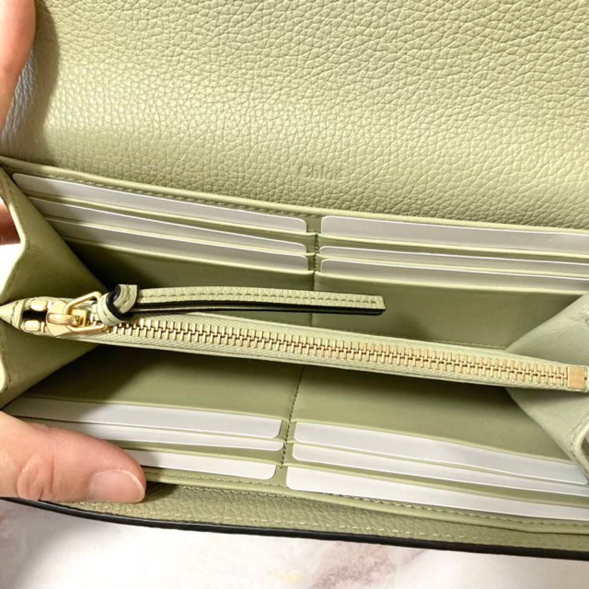 Chloe クロエ MARCIE 長財布 フラップウォレット ペールグリーン Chloe クロエ MARCIE 長財布 フラップウォレット ペールグリーン