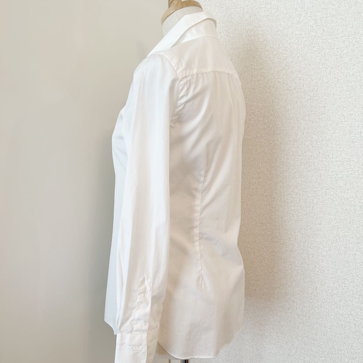 シャツ　ブラウス　長袖　バルバ BARBA  無地　レディース　ホワイト　ドレスシャツ　40サイズ　 コットン 白　綿