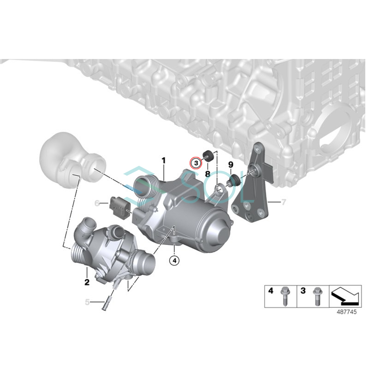 BMW Xシリーズ E70 X5 3.0si ウォーターポンプ用 アルミボルト3本セット 11510392553 18時まで即日出荷_画像2