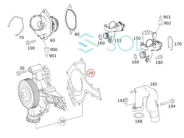 ベンツ Eクラス W207 E350 ウォーターポンプ ガスケット 2722010280 18時まで即日出荷_画像2