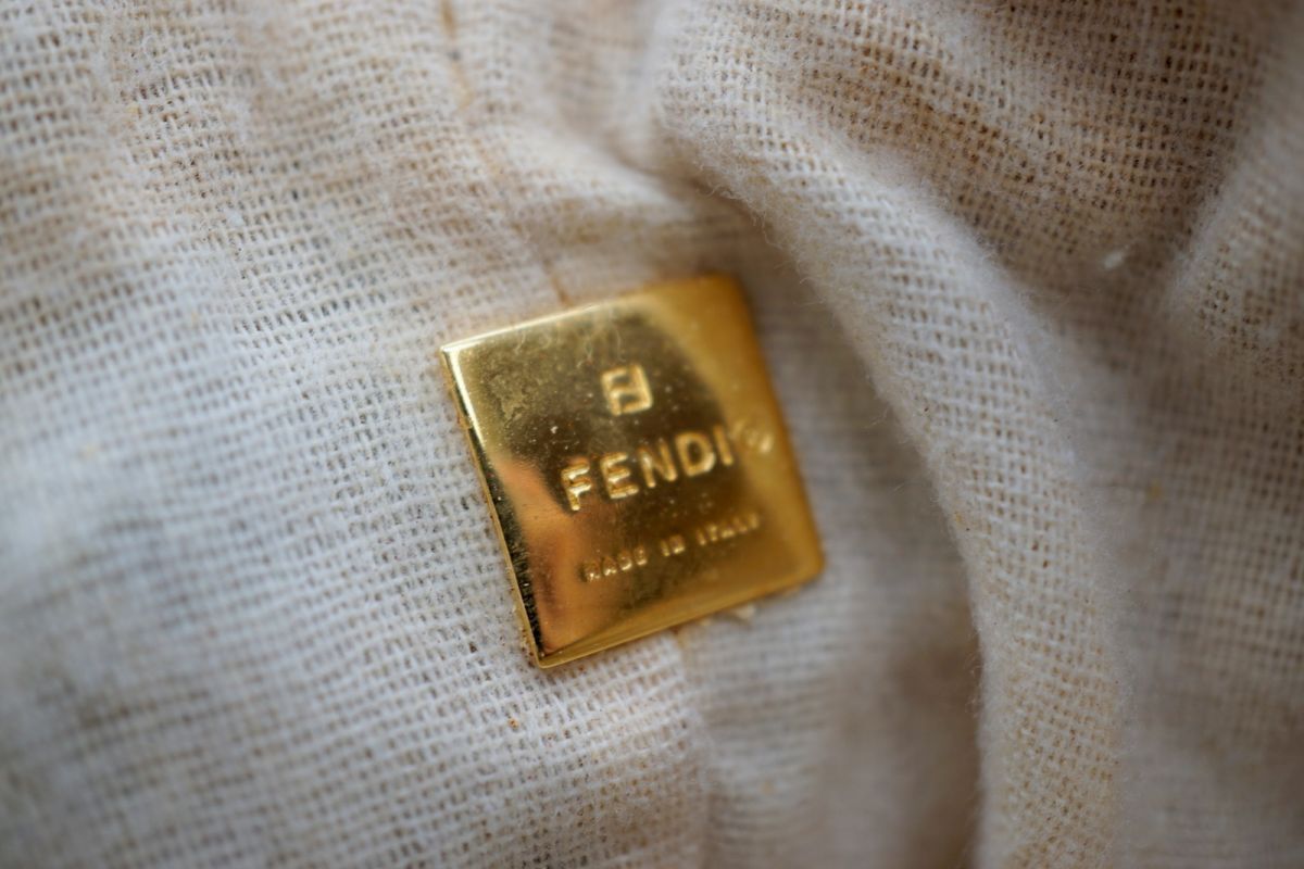 フェンディ ミニ ハンドバッグ ポーチ ズッカ FFロゴ ナイロンキャンバス 茶 ブラウン FENDI 8380h_画像10