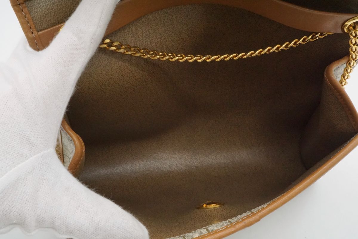 Christian Dior Vintage - ni цепь распредвала сумка на плечо PVC кожа бежевый Christian Dior 8433h2
