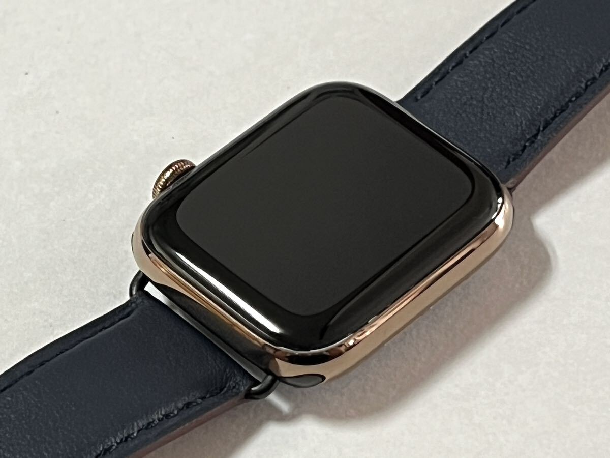 ★ 美品 バッテリー89% ★ Apple Watch Series 5 44mm アップルウォッチ ゴールドステンレススチール GPS Cellular 未使用レザーバンド付き