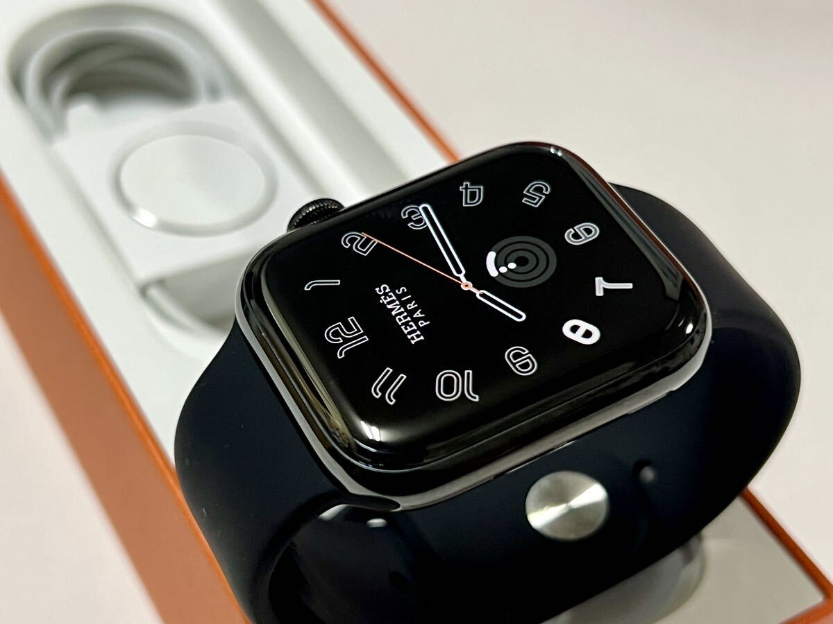 ★ 美品 即決 ★ Apple Watch HERMES Series 5 44mm アップルウォッチ エルメス スペースブラック ステンレス GPS Cellular 新品社外バンド