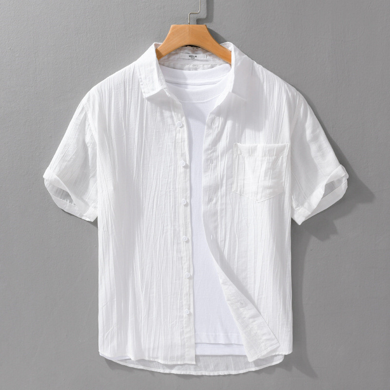 半袖シャツ　新品 メンズ 快適通気清涼感　夏服 サマーシャツ　カジュアルシャツ　海シャツ　トップス【973】白　XL_画像1