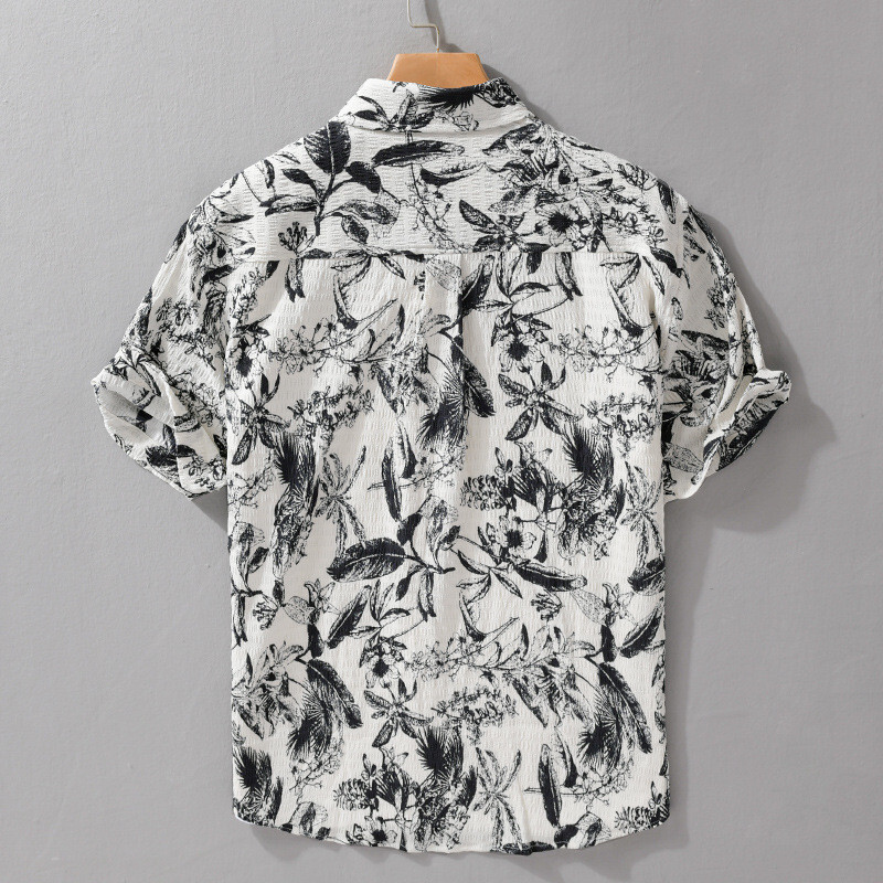 半袖シャツ　アロハシャツ　夏涼しい　カジュアルシャツ　サマーシャツ　トップス　海シャツ【967】オフホワイト　2XL_画像2