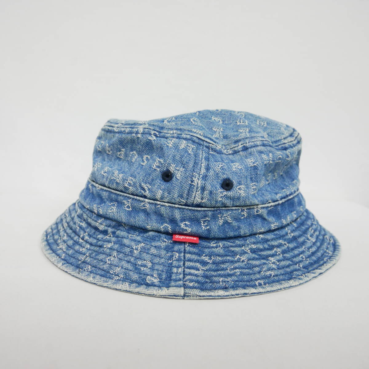 【1円】良好 国内正規 Supreme 20SS Jacquard Logos Denim Crusher Hat ジャカードデニム クラッシャーハット デニムハット Blue 青 S/M_画像3