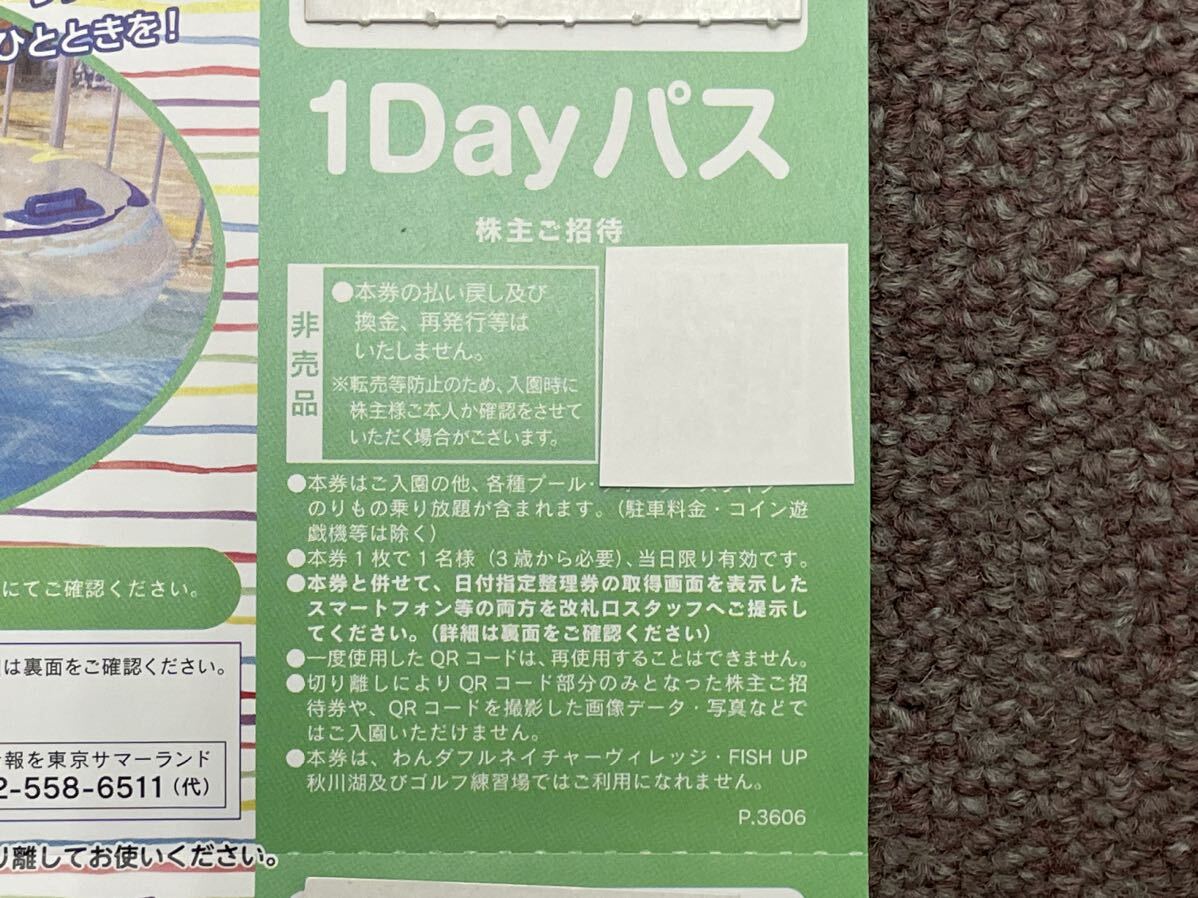 サマーランド　株主優待券　8枚　株主ご招待券　東京サマーランド　東京都競馬株式会社_画像7