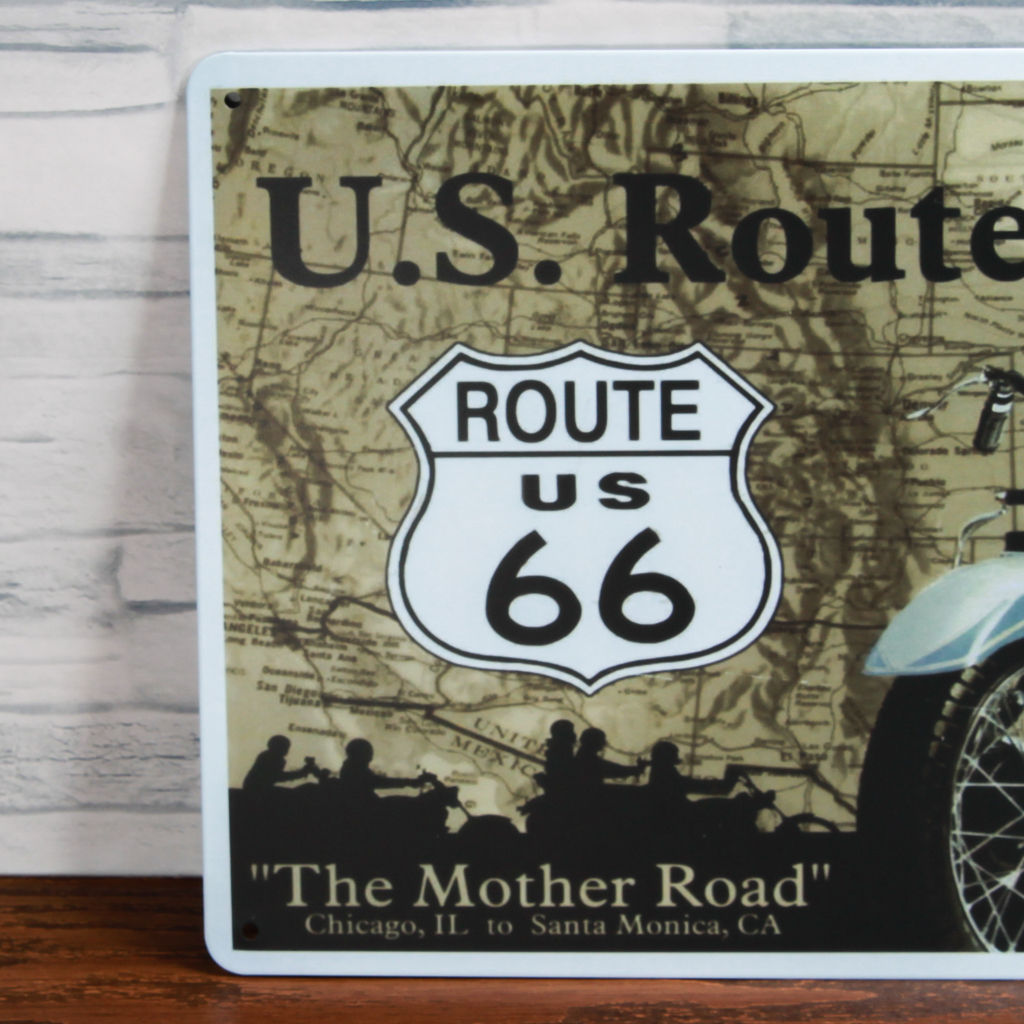 【訳あり品】ルート６６ブリキ看板　20㎝×30㎝　Ｒoute us 66　 レトロ風　角に凸凹有り　新品　未使用品_画像2